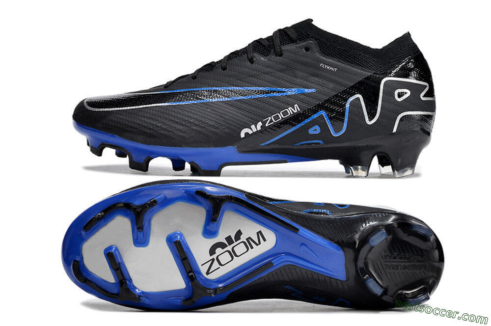 Nike Air Zoom Vapor 15 Elite SE FG Low-Tops Soccer Cleats - Black/Blue/White 1