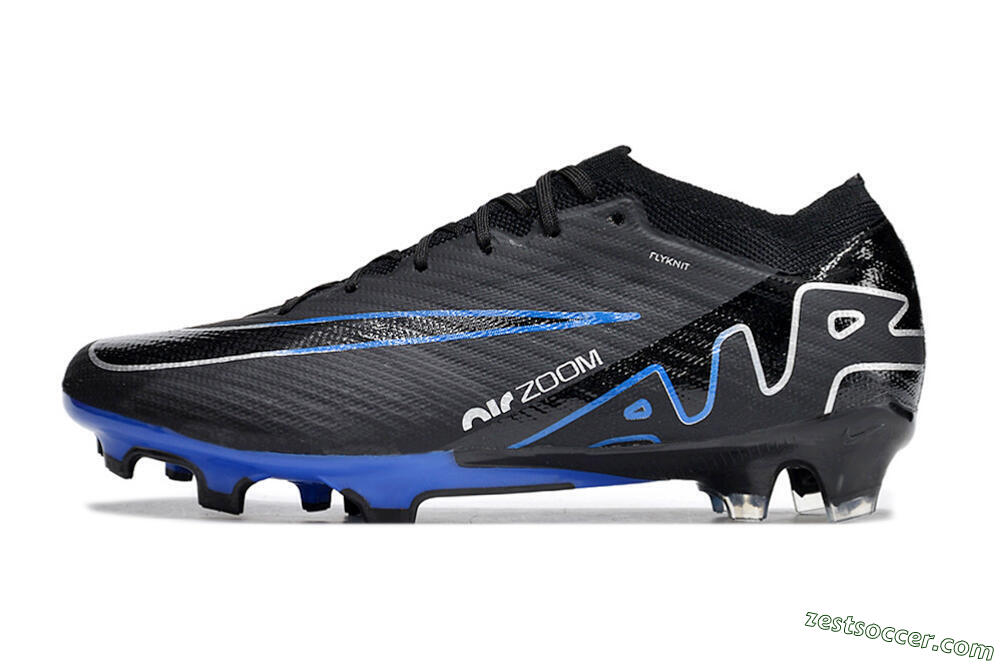Nike Air Zoom Vapor 15 Elite SE FG Low-Tops Soccer Cleats - Black/Blue/White 2