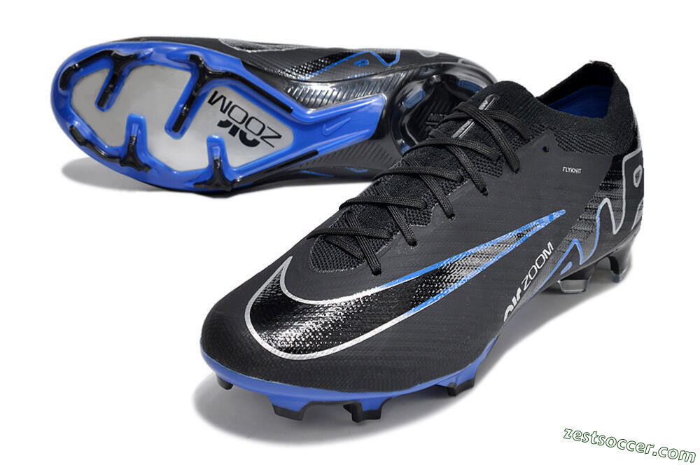 Nike Air Zoom Vapor 15 Elite SE FG Low-Tops Soccer Cleats - Black/Blue/White 3
