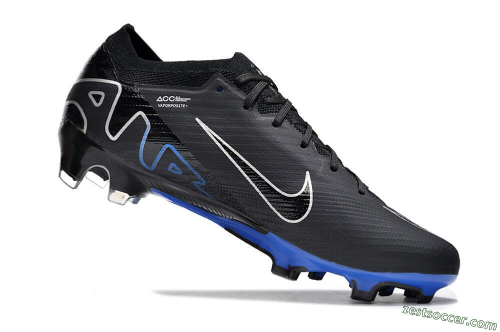 Nike Air Zoom Vapor 15 Elite SE FG Low-Tops Soccer Cleats - Black/Blue/White 4