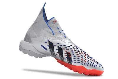 Adidas Predator Freak+ TF High-Tops Soccer Shoes - Silver/Blue/Red