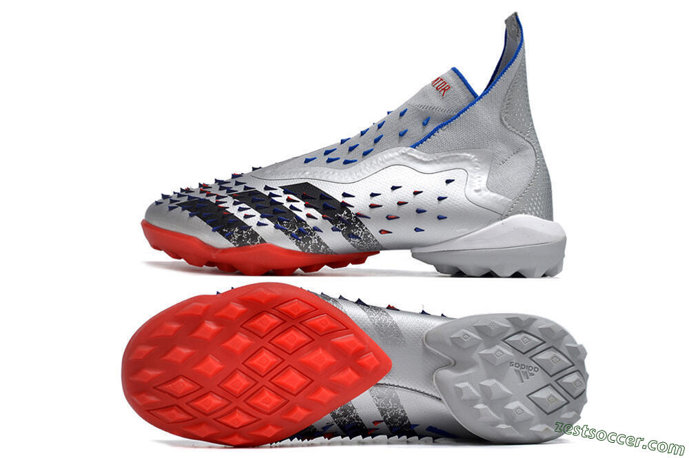 Adidas Predator Freak+ TF High-Tops Soccer Shoes - Silver/Blue/Red 1