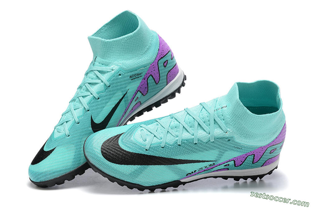 Nike Air Zoom Mercurial Superfly 9 Elite TF High-Tops Soccer Shoes - Blue/Black/Purple 5