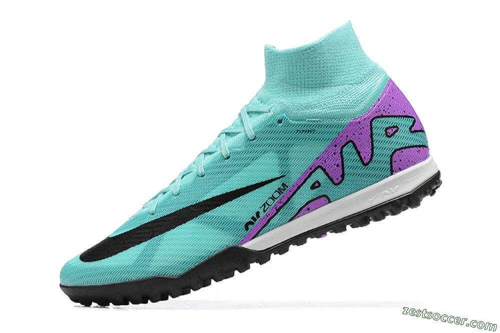 Nike Air Zoom Mercurial Superfly 9 Elite TF High-Tops Soccer Shoes - Blue/Black/Purple 6