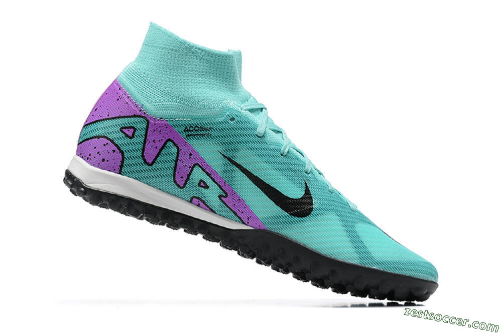 Nike Air Zoom Mercurial Superfly 9 Elite TF High-Tops Soccer Shoes - Blue/Black/Purple 7