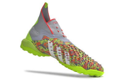 Adidas Predator Freak+ TF High-Tops Soccer Shoes - Grey/Red/Yellow