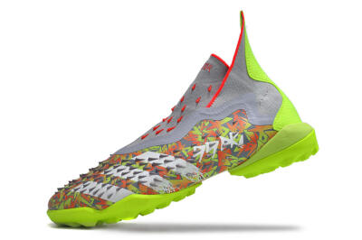 Adidas Predator Freak+ TF High-Tops Soccer Shoes - Grey/Red/Yellow