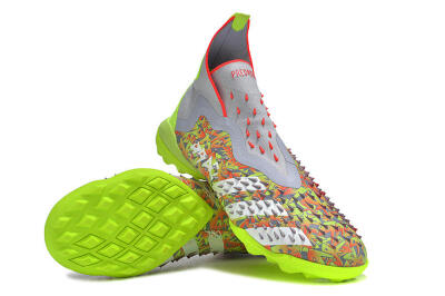 Adidas Predator Freak+ TF High-Tops Soccer Shoes - Grey/Red/Yellow