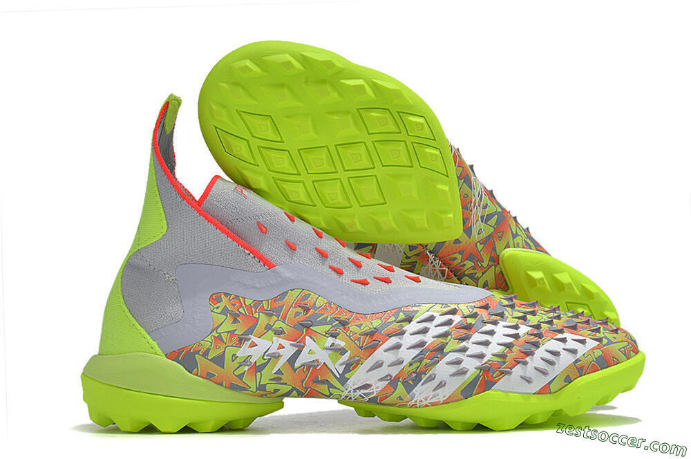 Adidas Predator Freak+ TF High-Tops Soccer Shoes - Grey/Red/Yellow 0