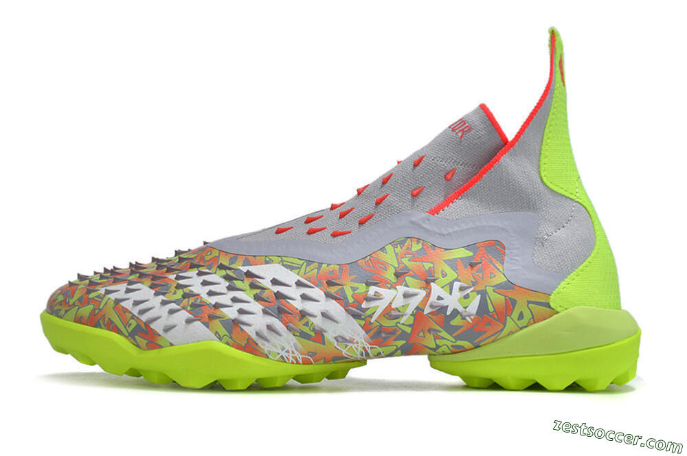 Adidas Predator Freak+ TF High-Tops Soccer Shoes - Grey/Red/Yellow 2