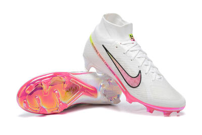 Nike Air Zoom Mercurial Superfly 9 Elite FG High-Tops Soccer Cleats - White/Pink/Black/Yellow