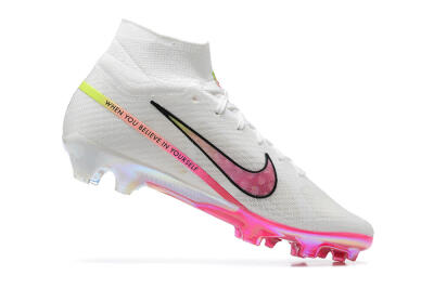 Nike Air Zoom Mercurial Superfly 9 Elite FG High-Tops Soccer Cleats - White/Pink/Black/Yellow