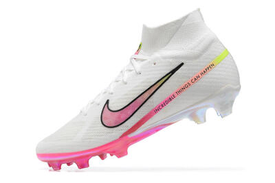Nike Air Zoom Mercurial Superfly 9 Elite FG High-Tops Soccer Cleats - White/Pink/Black/Yellow