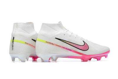 Nike Air Zoom Mercurial Superfly 9 Elite FG High-Tops Soccer Cleats - White/Pink/Black/Yellow
