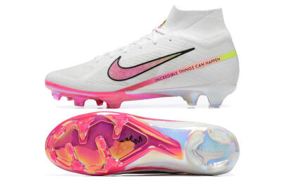 Nike Air Zoom Mercurial Superfly 9 Elite FG High-Tops Soccer Cleats - White/Pink/Black/Yellow