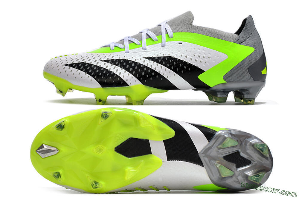 Adidas Predator Accuracy.1 FG Low-Tops Soccer Cleats - White/Black/Green/Grey 1