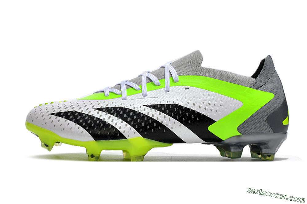 Adidas Predator Accuracy.1 FG Low-Tops Soccer Cleats - White/Black/Green/Grey 2