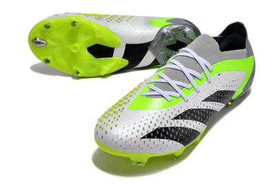 Adidas Predator Accuracy.1 FG Low-Tops Soccer Cleats - White/Black/Green/Grey