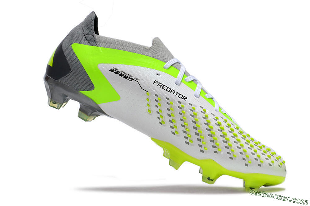 Adidas Predator Accuracy.1 FG Low-Tops Soccer Cleats - White/Black/Green/Grey 4