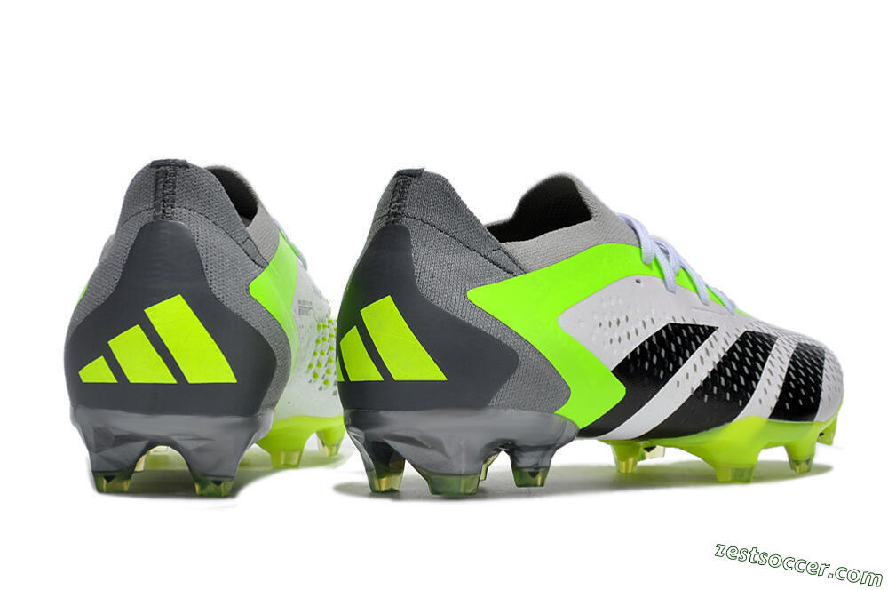 Adidas Predator Accuracy.1 FG Low-Tops Soccer Cleats - White/Black/Green/Grey 6