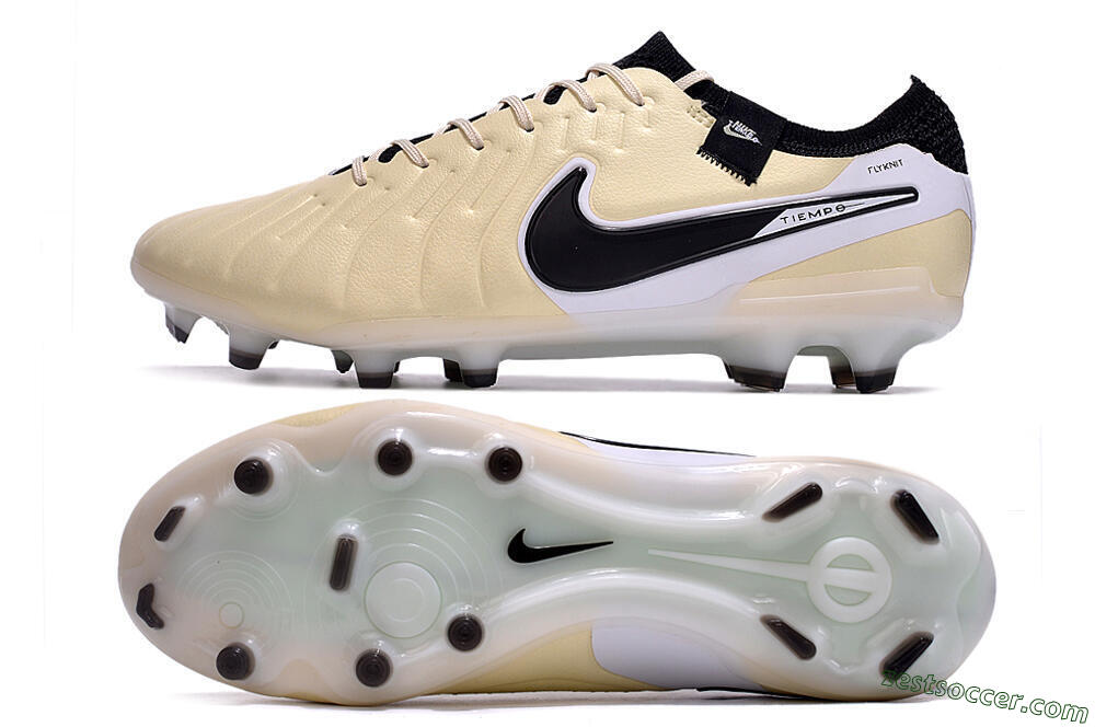 Nike Tiempo Legend 10 Elite FG Low-Tops Soccer Cleats - Beige/Black/White 1