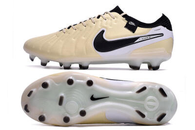 Nike Tiempo Legend 10 Elite FG Low-Tops Soccer Cleats - Beige/Black/White