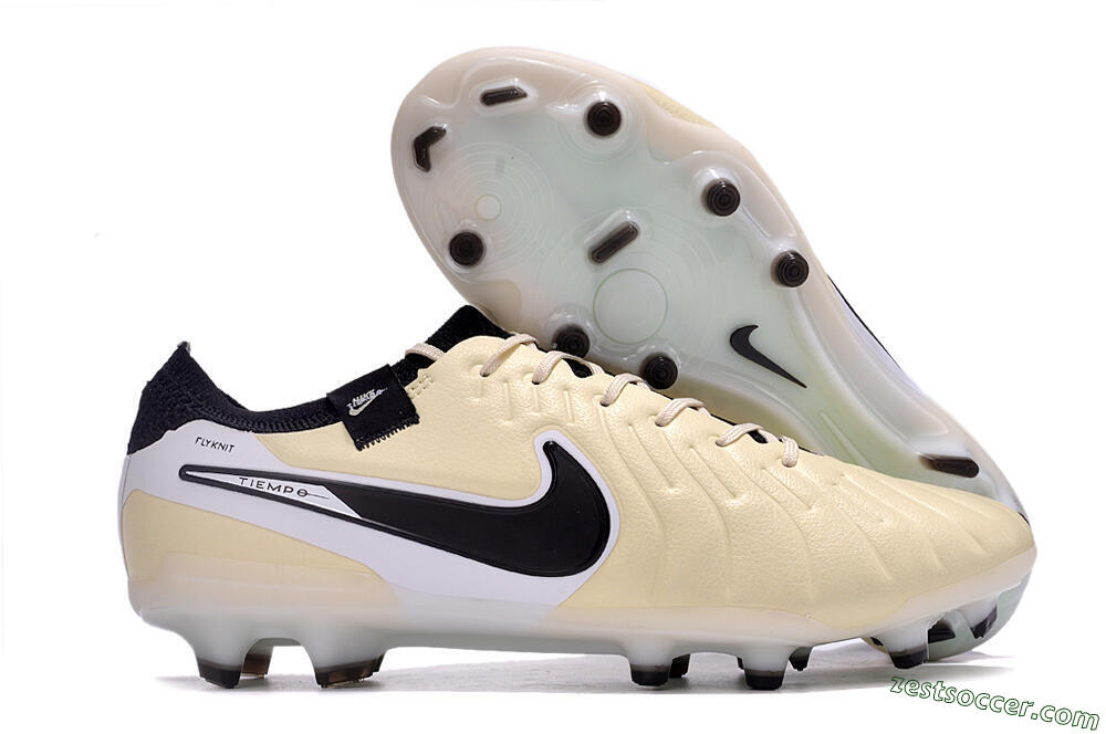 Nike Tiempo Legend 10 Elite FG Low-Tops Soccer Cleats - Beige/Black/White 0
