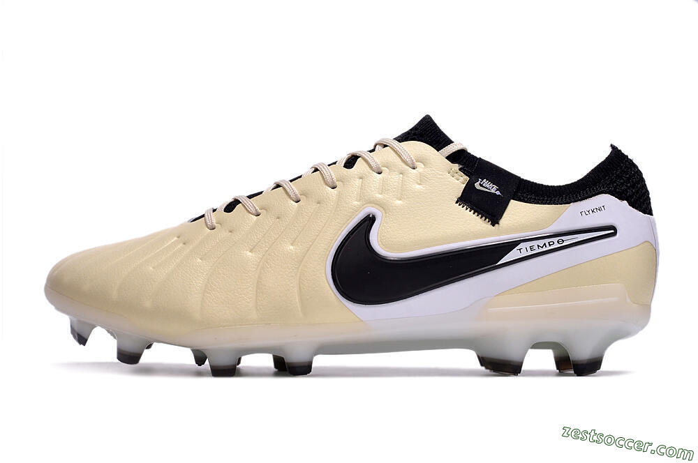 Nike Tiempo Legend 10 Elite FG Low-Tops Soccer Cleats - Beige/Black/White 2