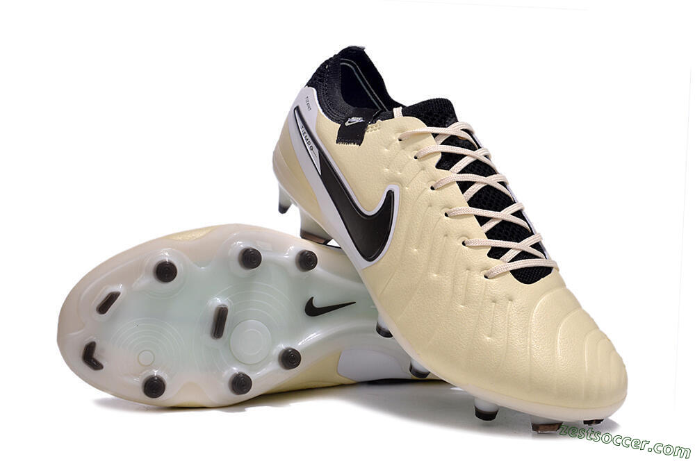 Nike Tiempo Legend 10 Elite FG Low-Tops Soccer Cleats - Beige/Black/White 3