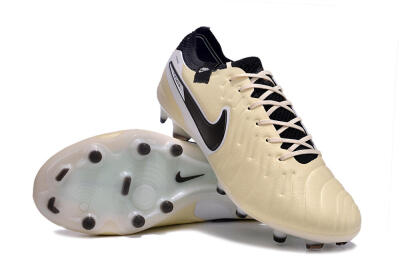 Nike Tiempo Legend 10 Elite FG Low-Tops Soccer Cleats - Beige/Black/White
