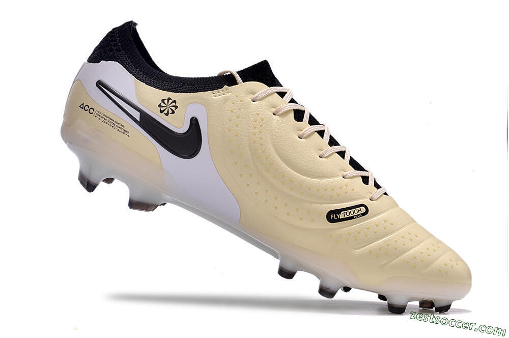 Nike Tiempo Legend 10 Elite FG Low-Tops Soccer Cleats - Beige/Black/White 4