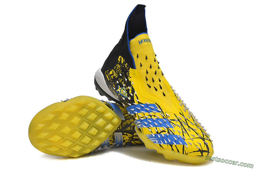 Adidas Predator Freak.1 TF High-Tops Soccer Shoes - Yellow/Black/Blue 3