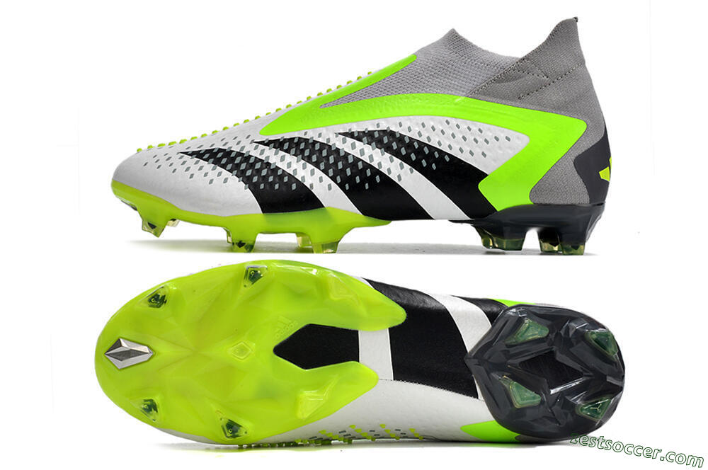 Adidas Predator Accuracy+ FG High-Tops Soccer Cleats - White/Black/Green 1