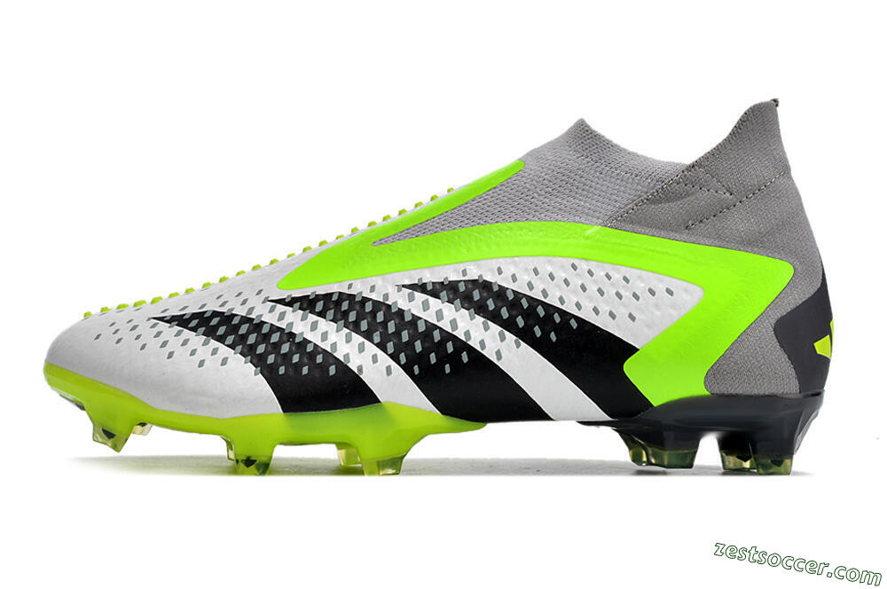 Adidas Predator Accuracy+ FG High-Tops Soccer Cleats - White/Black/Green 2