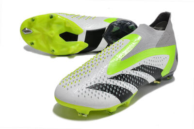 Adidas Predator Accuracy+ FG High-Tops Soccer Cleats - White/Black/Green