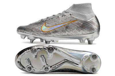 Nike Air Zoom Mercurial Superfly 9 Elite SG High-Tops Soccer Cleats - Silver/Gold
