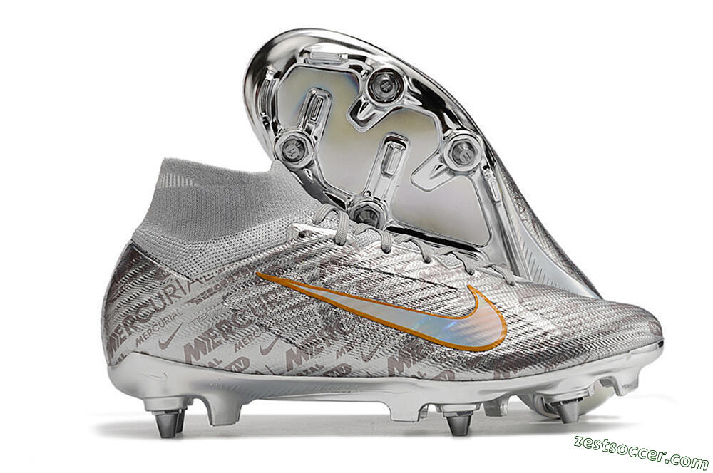 Nike Air Zoom Mercurial Superfly 9 Elite SG High-Tops Soccer Cleats - Silver/Gold 0