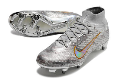 Nike Air Zoom Mercurial Superfly 9 Elite SG High-Tops Soccer Cleats - Silver/Gold