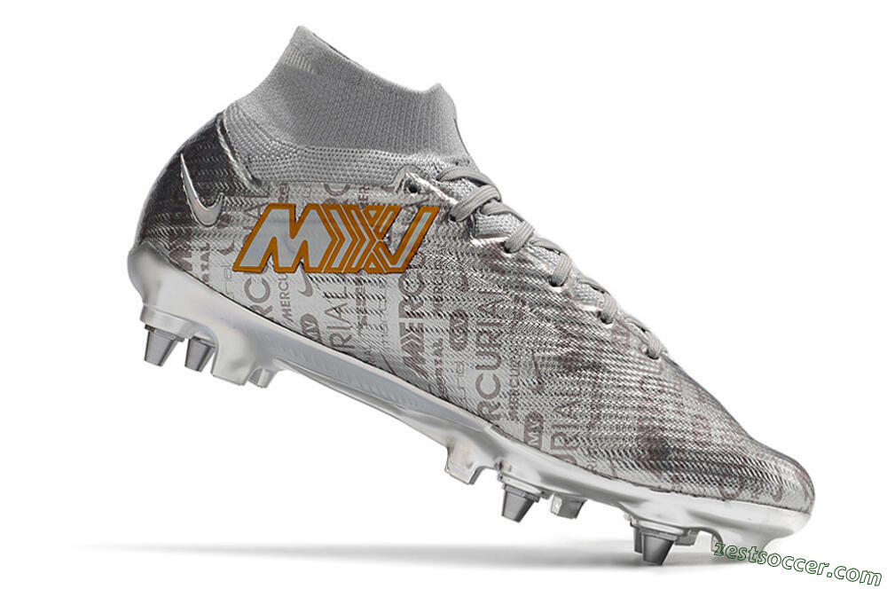 Nike Air Zoom Mercurial Superfly 9 Elite SG High-Tops Soccer Cleats - Silver/Gold 4
