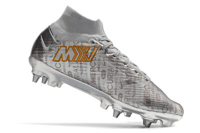 Nike Air Zoom Mercurial Superfly 9 Elite SG High-Tops Soccer Cleats - Silver/Gold