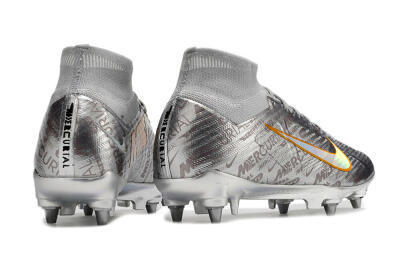 Nike Air Zoom Mercurial Superfly 9 Elite SG High-Tops Soccer Cleats - Silver/Gold