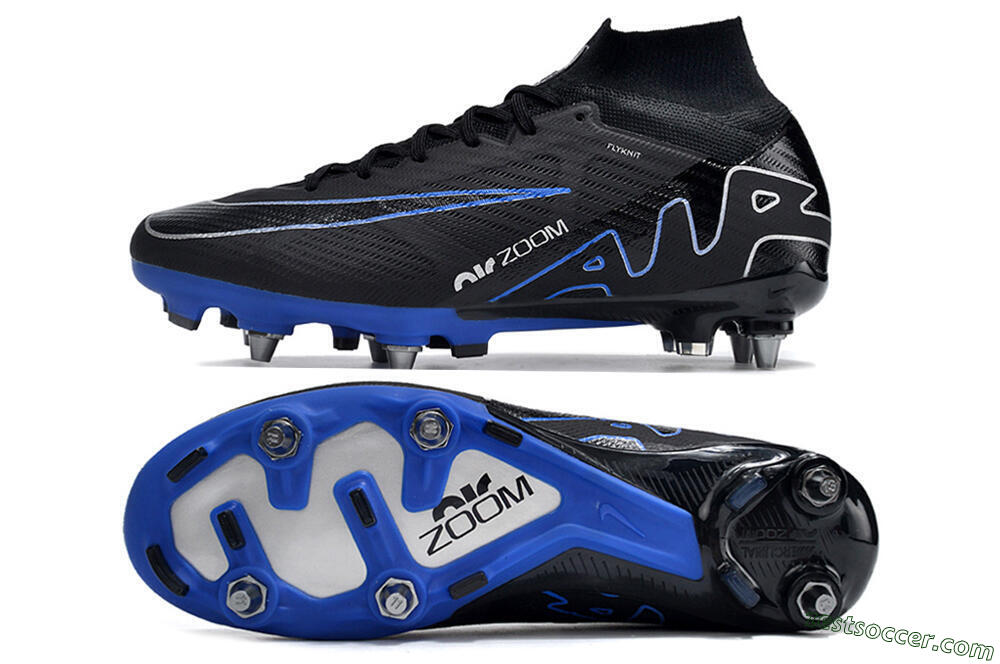 Nike Air Zoom Mercurial Superfly 9 Elite SG High-Tops Soccer Cleats - Black/Blue/White 1