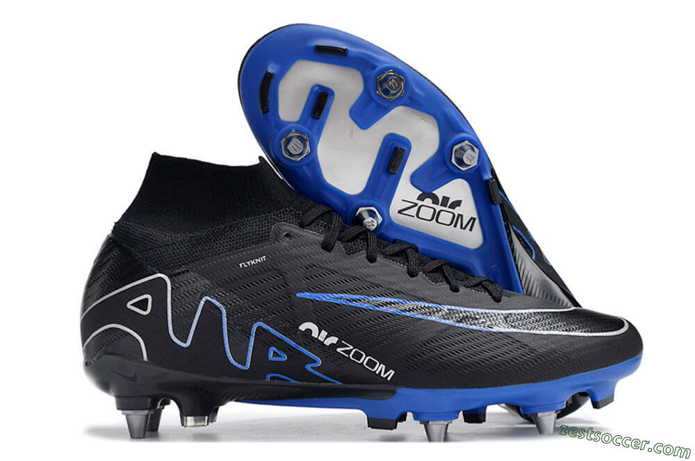 Nike Air Zoom Mercurial Superfly 9 Elite SG High-Tops Soccer Cleats - Black/Blue/White 0