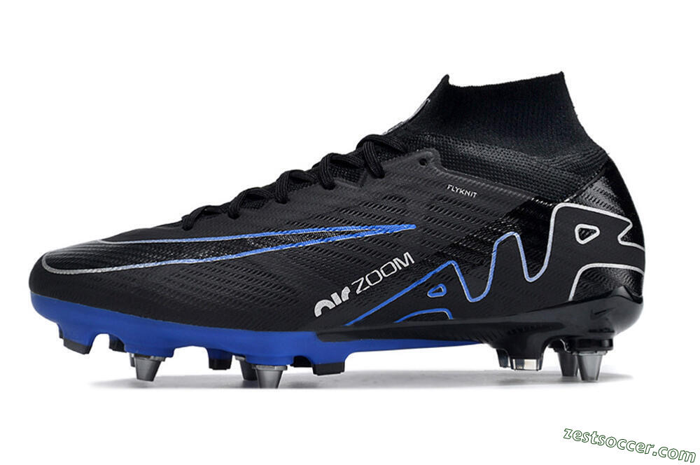Nike Air Zoom Mercurial Superfly 9 Elite SG High-Tops Soccer Cleats - Black/Blue/White 2