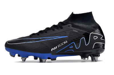 Nike Air Zoom Mercurial Superfly 9 Elite SG High-Tops Soccer Cleats - Black/Blue/White
