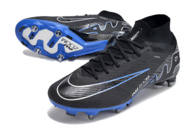 Nike Air Zoom Mercurial Superfly 9 Elite SG High-Tops Soccer Cleats - Black/Blue/White