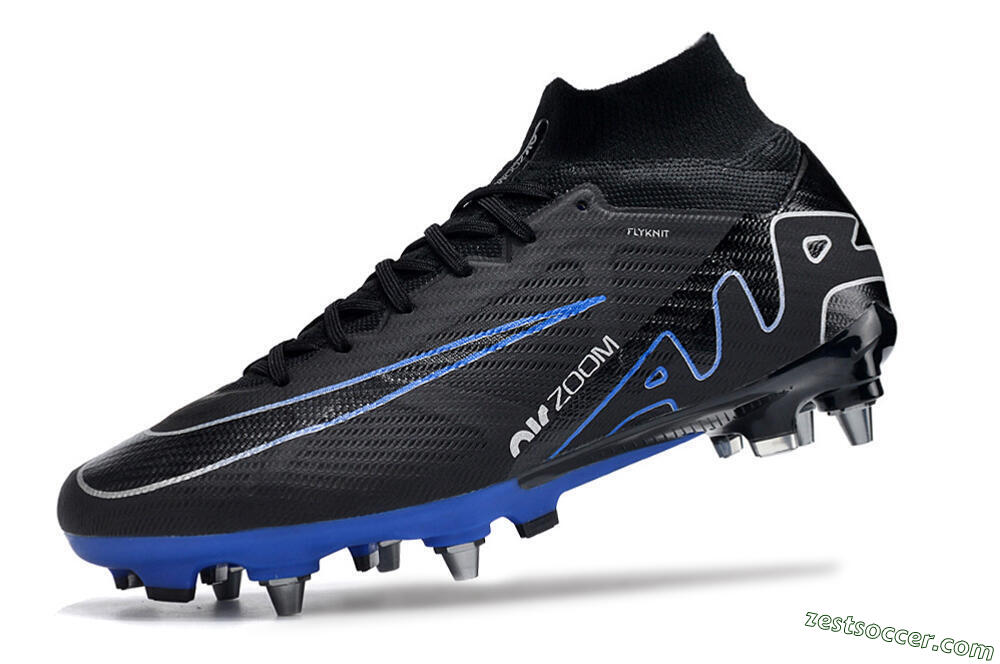 Nike Air Zoom Mercurial Superfly 9 Elite SG High-Tops Soccer Cleats - Black/Blue/White 5