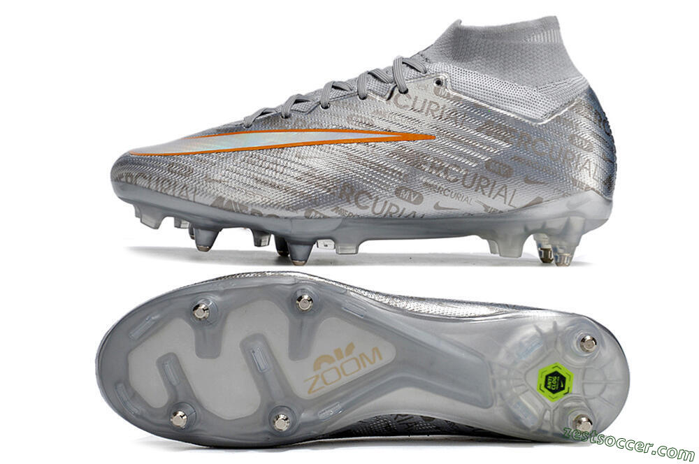 Nike Air Zoom Mercurial Superfly 9 Elite SG High-Tops Soccer Cleats - Silver/Gold 1