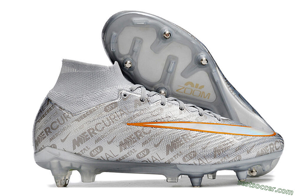 Nike Air Zoom Mercurial Superfly 9 Elite SG High-Tops Soccer Cleats - Silver/Gold 0