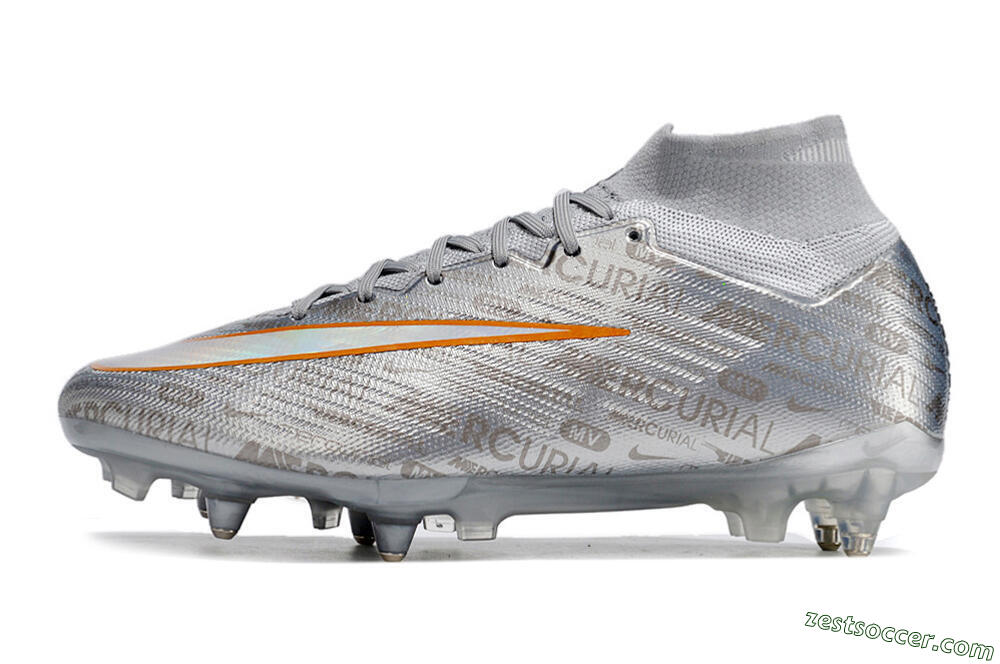 Nike Air Zoom Mercurial Superfly 9 Elite SG High-Tops Soccer Cleats - Silver/Gold 2